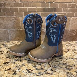 Twister Children's Brown and Blue Cowboy Boots